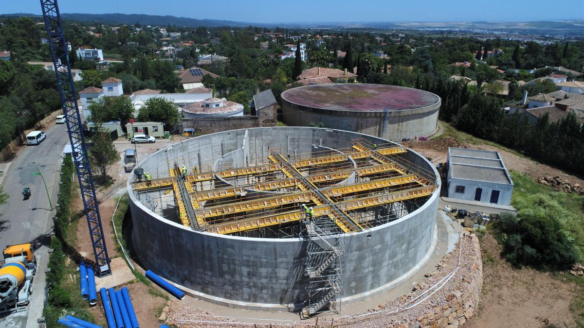 Vista aérea de las obras del depósito Carril Huerta de Arcos.