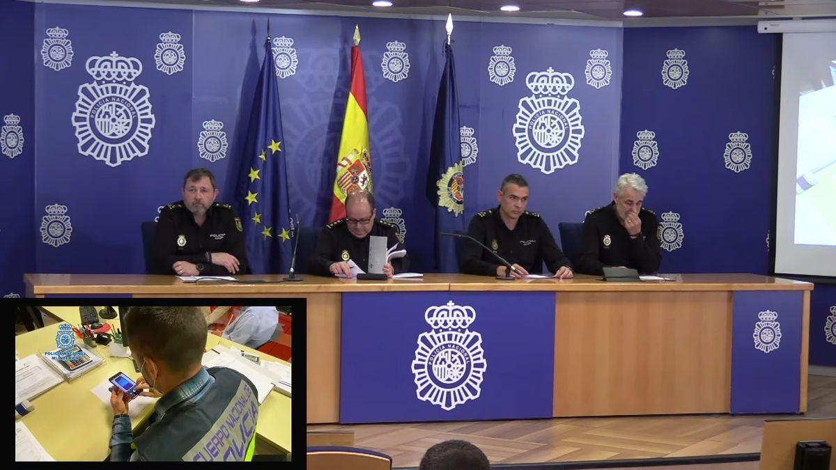 Rueda de prensa de los responsables de la Policía que han explicado la operación