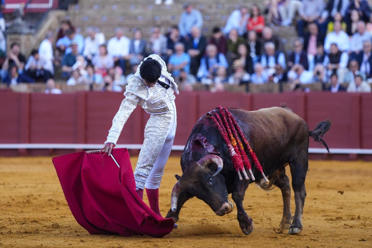 El novillero Tomas Bastos en la cuarta del abono taurino. A 14 de abril de 2026 en Sevilla (Andalucía, España). En la cuarta corrida de abono en la Plaza de la Real Maestranza, los novilleros Emiliano Osornio, Tomás Bastos y Julio Norte son los protagonistas con toros de la ganadería de Talavante. 14 ABRIL 2026 Joaquín Corchero / Europa Press 14/04/2026. Julio Norte;Emiliano Osornio;Tomás Bastos;Joaquín Corchero;category_code_new;