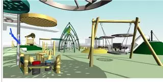El nuevo parque infantil de San Mateo contará con zonas de equilibrio y camas elásticas