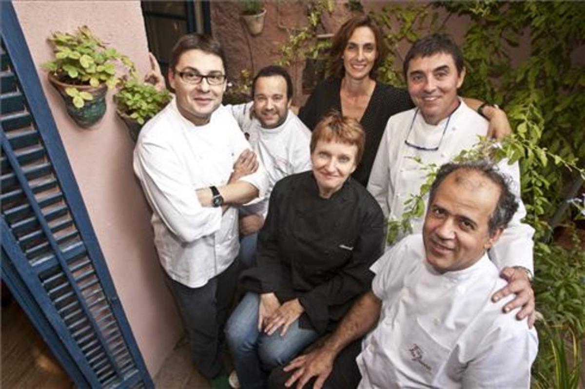 Oriol Balaguer, Carles Mampel, Reyes Lizán, Isidre Soler, Annick Jannin y Oriol Madern (delante). Foto: Danny Caminal