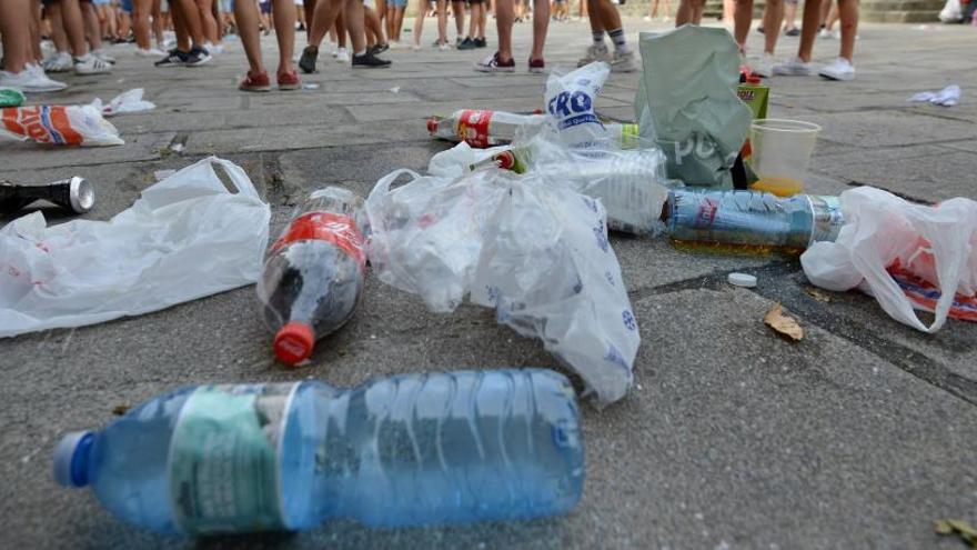 Restos de un botellón.