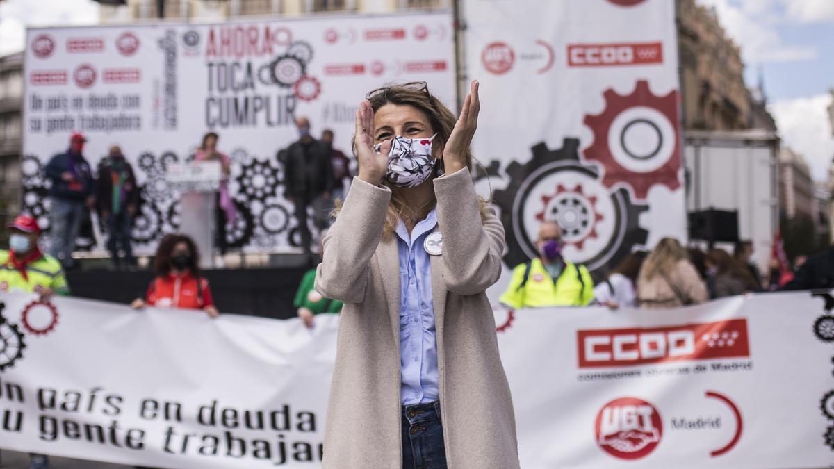 La ministra de Trabajo y vicepresidenta del Gobierno, la gallega Yolanda Díaz, en Madrid.