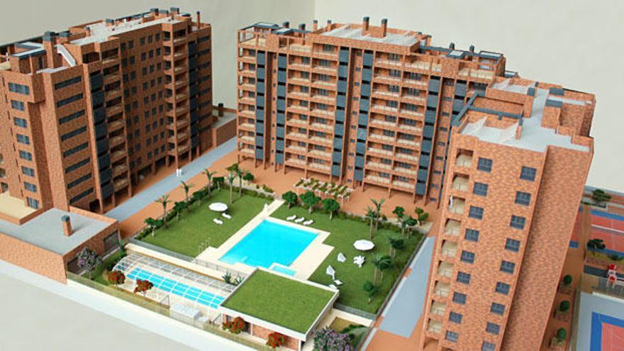 Imagen de la maqueta del complejo en la avenida de la Goleta.