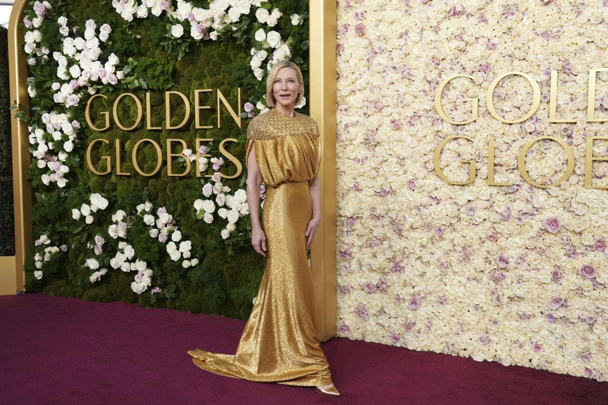 Cate Blanchett arrives at the 82nd Golden Globes on Sunday, Jan. 5, 2025, at the Beverly Hilton in Beverly Hills, Calif. (Photo by Jordan Strauss/Invision/AP). 010525131219, 21334631