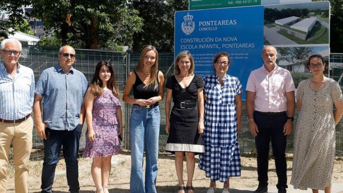 Fabiola García visitó ayer las obras en Ponteareas.
