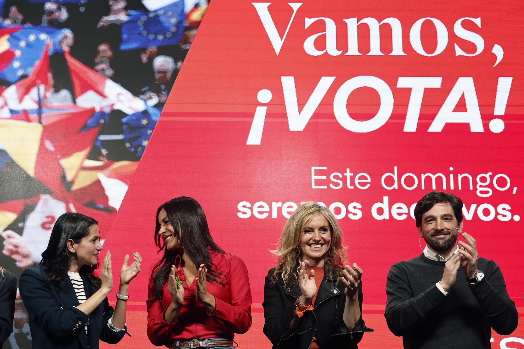 Acto de cierre de campaña de Ciudadanos en Madrid con Begolla Villacís a la cabeza.