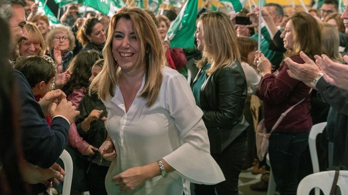 Susana Díaz, en un acto de campaña, en Alcalá de Guadaíra (Sevilla), el pasado 16 de noviembre.