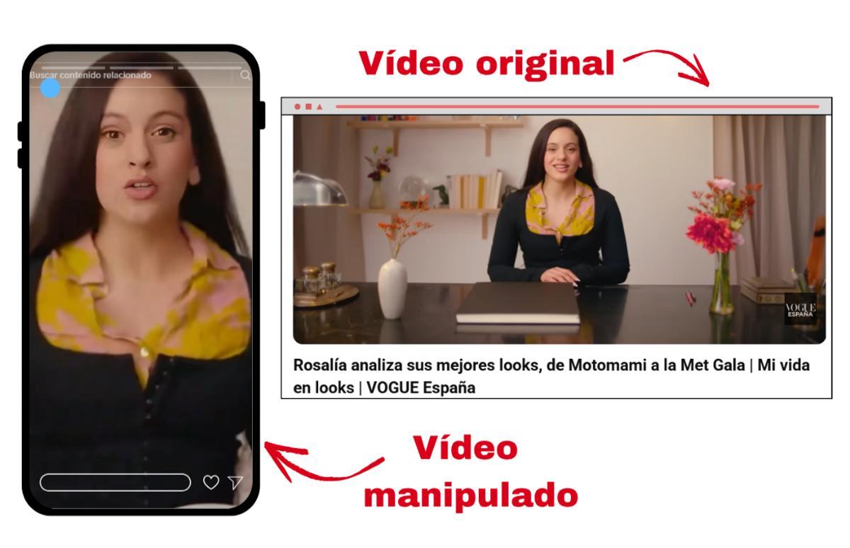 Comparación entre el vídeo original y el vídeo manipulado.