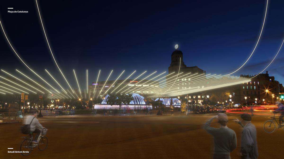 Imagen virtual de la iluminación de Navidad en la plaza de Catalunya para este 2021.