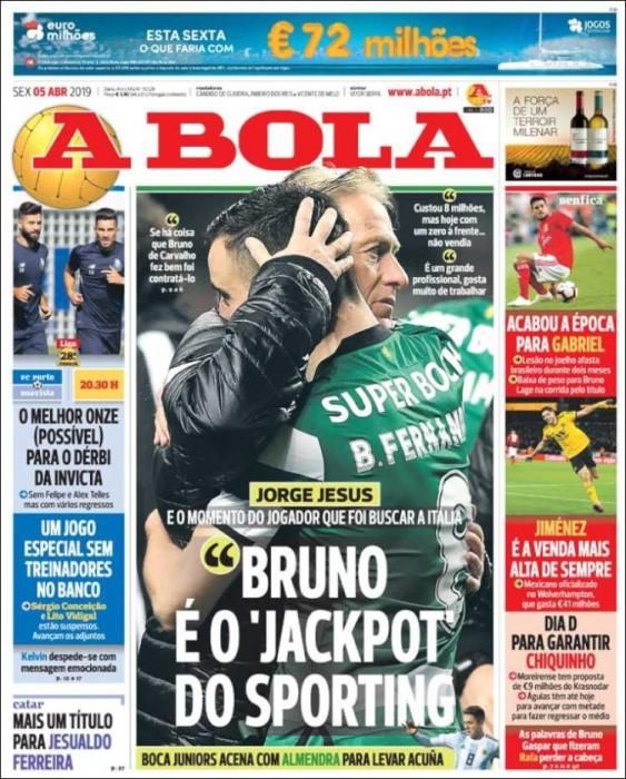 Portada A BOLA viernes 5 de abril de 2019