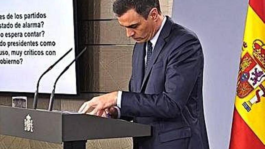 El presidente del Gobierno, Pedro Sánchez, durante la rueda de prensa.