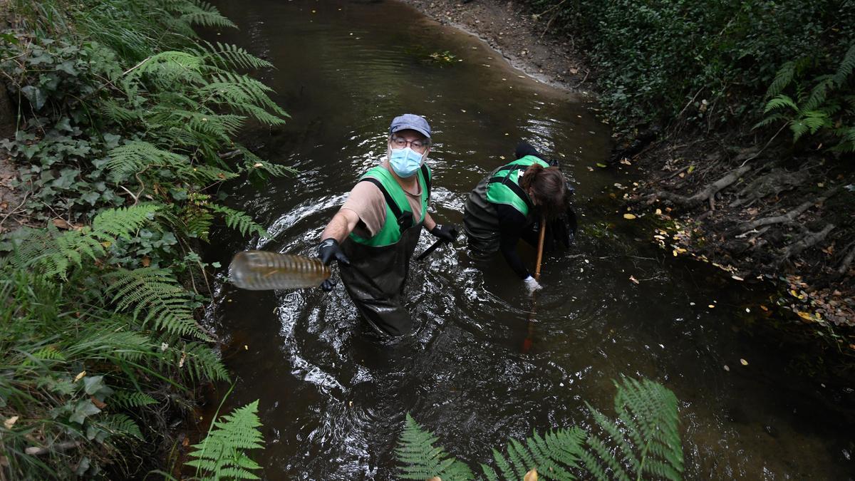 Dos voluntarios trabajan en la limpieza del Gafos/ Gustavo Santos
