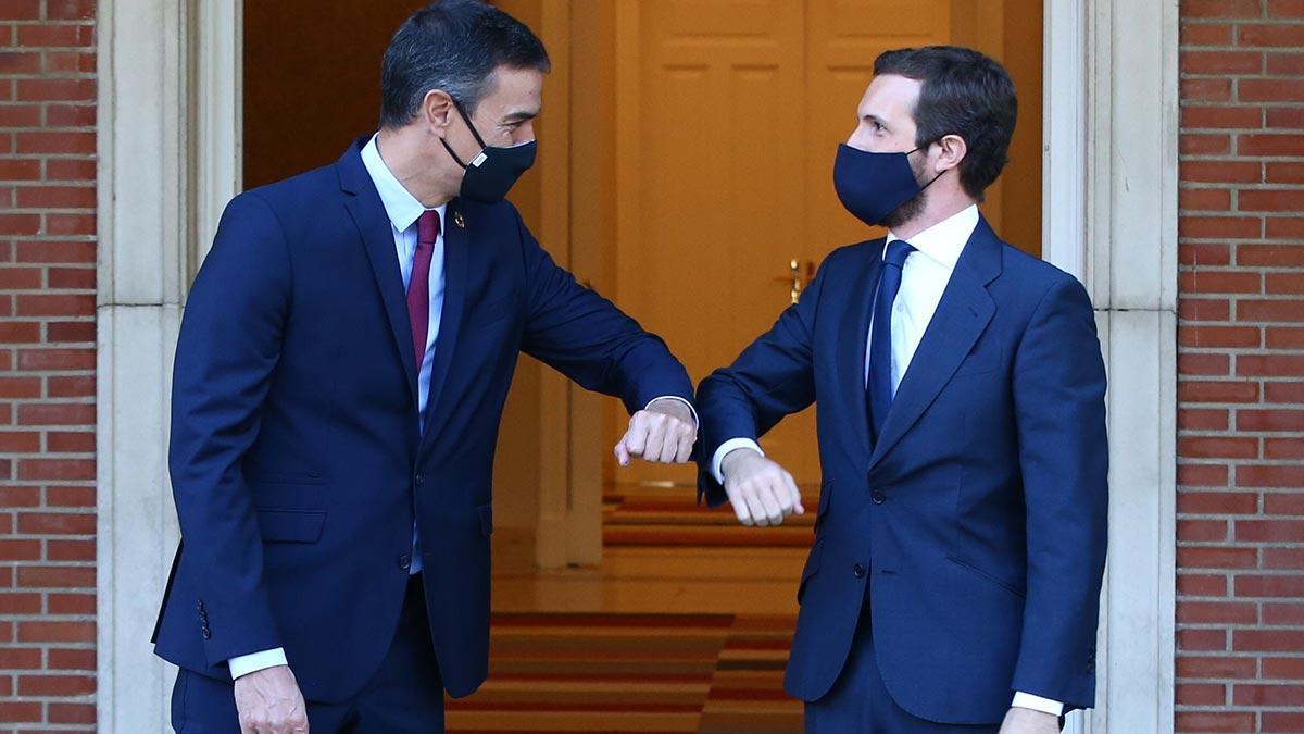 Pedro Sánchez inicia con Pablo Casado su ronda de contactos con los partidos políticos, este 2 de septiembre en la Moncloa.