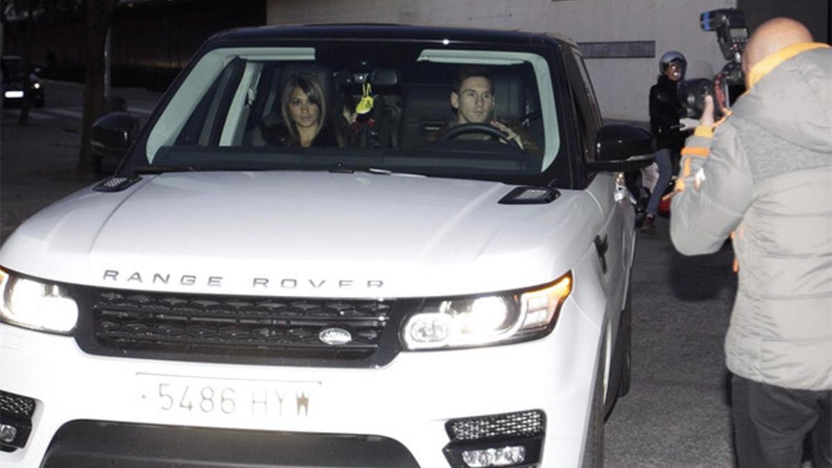 Leo Messi a su llegada al hotel donde se celebraba la fiesta