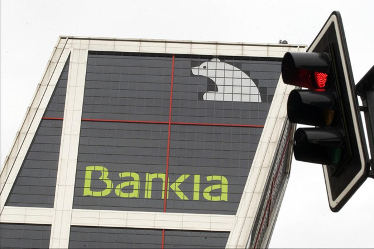 Seu central de Bankia a la plaça Castilla de Madrid, dilluns.