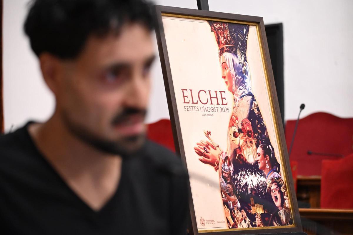 El cartel del artista Pablo Vidal con la patrona en primer plano