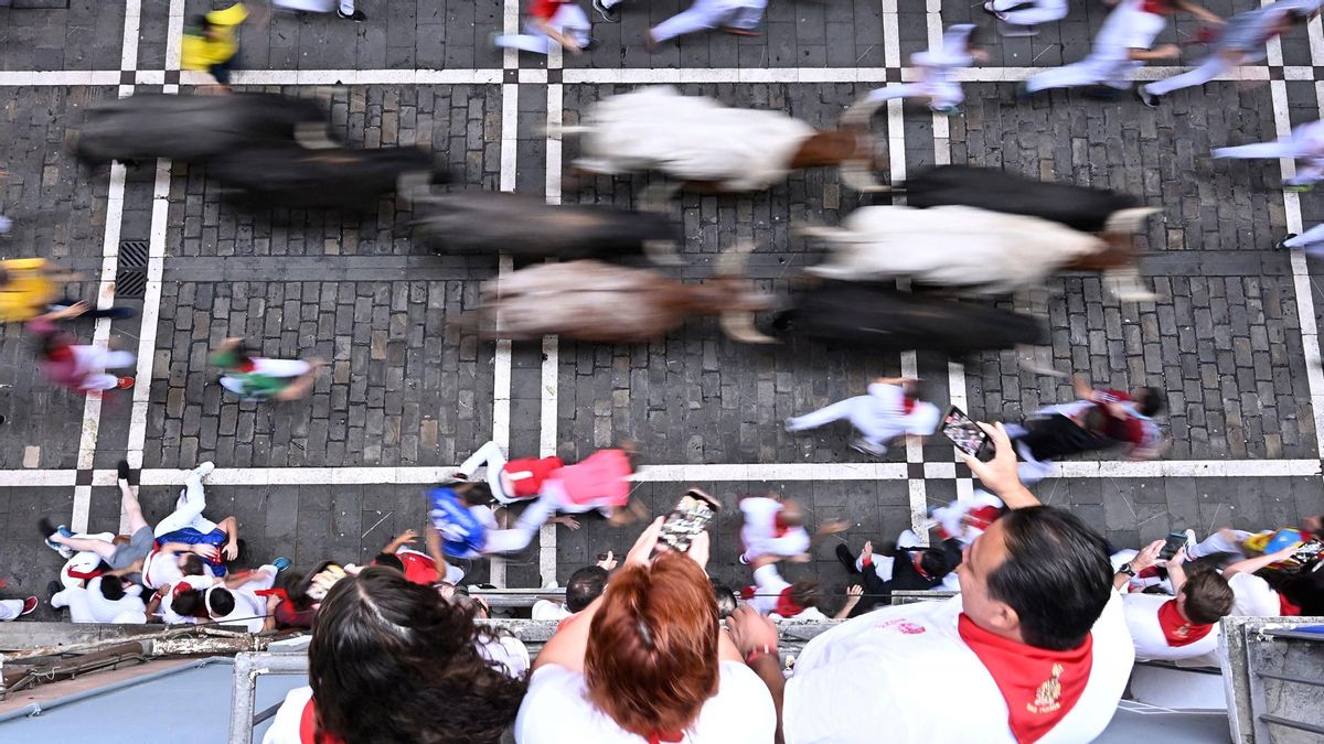 Octavo y último encierro de San Fermín con toros de la ganadería Miura