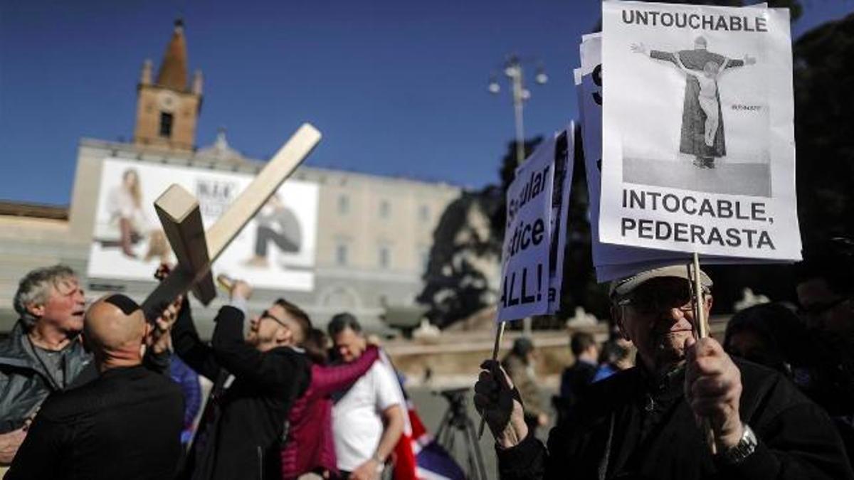 Una protesta en Roma contra los abusos en la Iglesia, en una imagen de archivo.