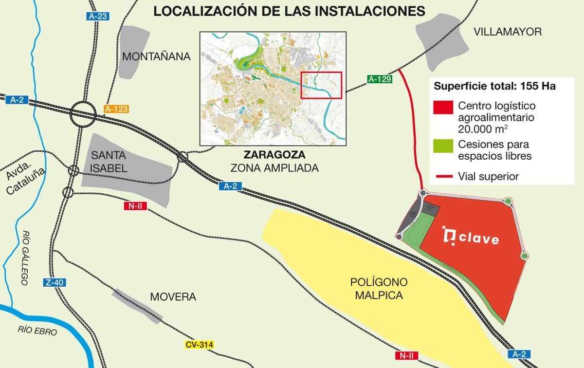 Así quedará el futuro complejo Clave, frente a Malpica y junto a Villamayor de Gállego.