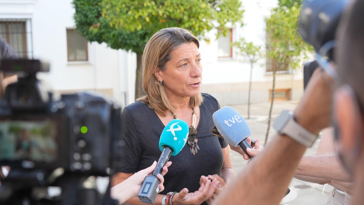La presidenta de la Comisión de Investigación del Regadío Tierra de Barros y portavoz adjunta del Grupo Popular de la Asamblea, Pilar Gómez de Tejada, al anunciar la entrega del escrito.