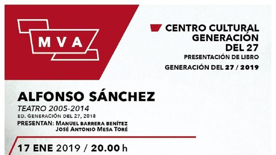 Cartel de presentación del libro recopilatorio de obras de Alfonso Sánchez.
