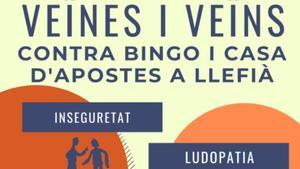 Cartel de contra la instalación de un bingo en el barrio de Llefià de Badalona.