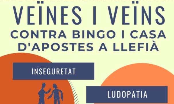Cartel de contra la instalación de un bingo en el barrio de Llefià de Badalona.