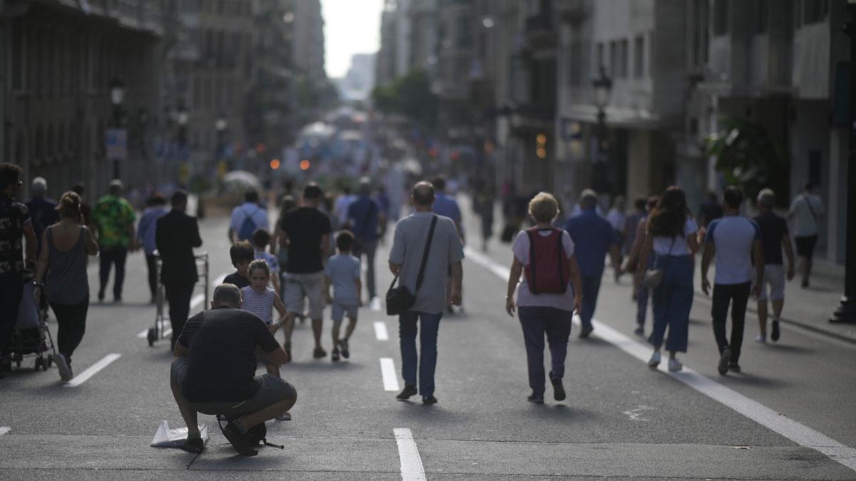 La Via Laietana de Barcelona, durante el Día sin coches