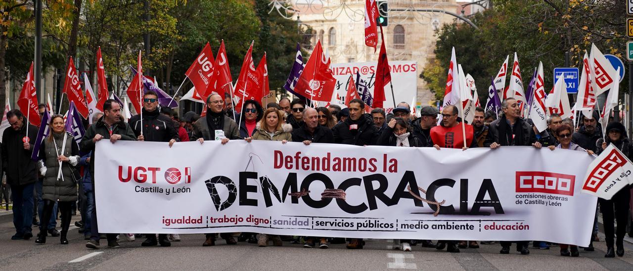 Cabecera de la manifestación celebrada en Valladolid.