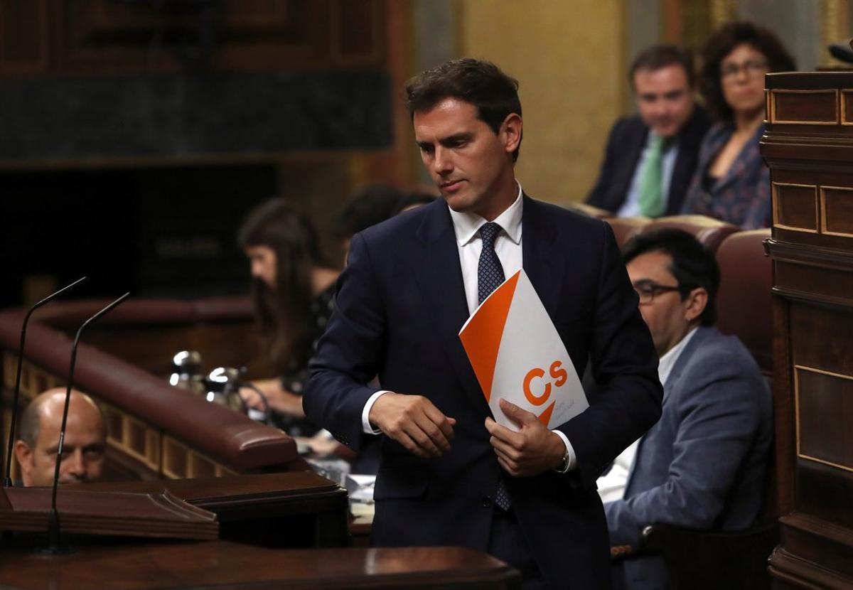 Albert Rivera, líder de Ciudadanos, en el debate de investidura.