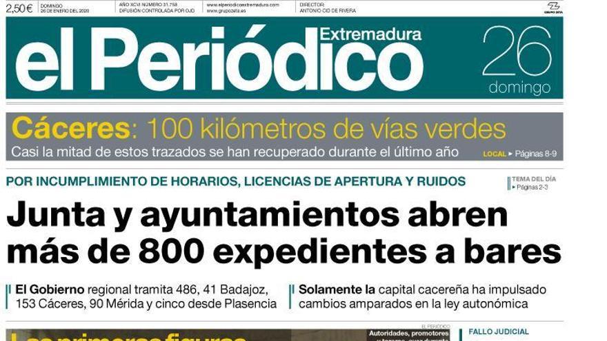 Esta es la portada de EL PERIÓDICO EXTREMADURA correspondiente al día 26 de enero del 2020