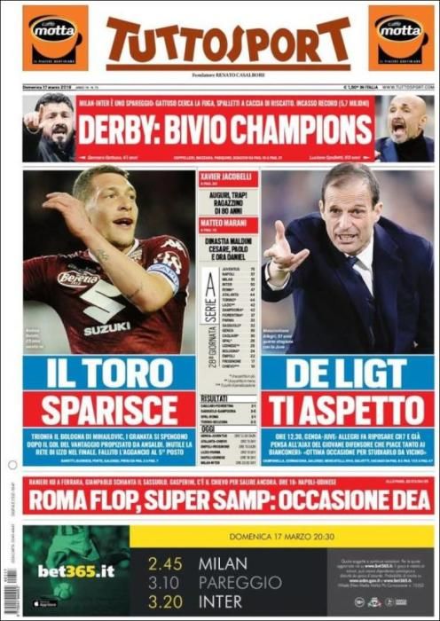 Portada TUTTOSPORT domingo 17 marzo 2019