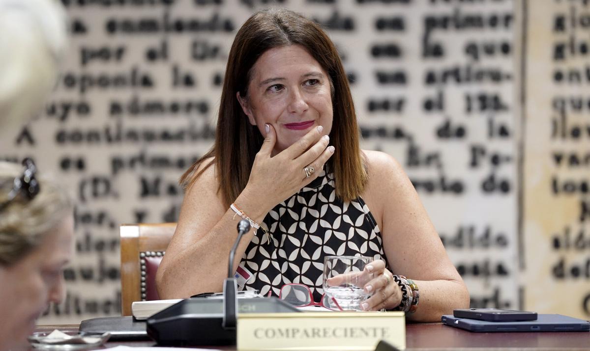 Madrid. 08.09.2025. La exmilitante socialista Leire Díez comparece en la comisión que investiga los contratos relacionados con el caso Koldo en el Senado.. Política. Corrupción. PSOE.