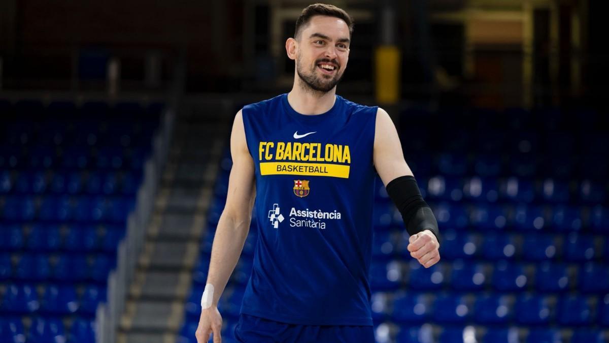 Tomas Satoransky, en el entrenamiento previo al partido ante la Virtus