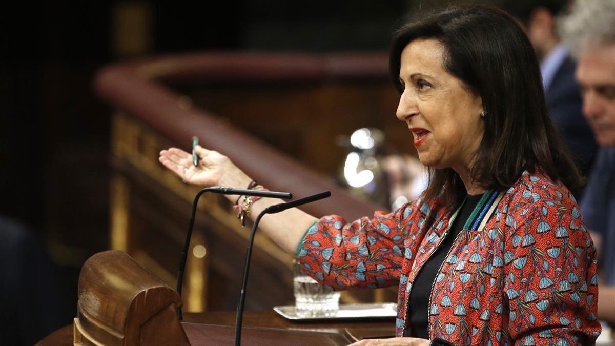 Margarita Robles en la tribuna del Congreso.