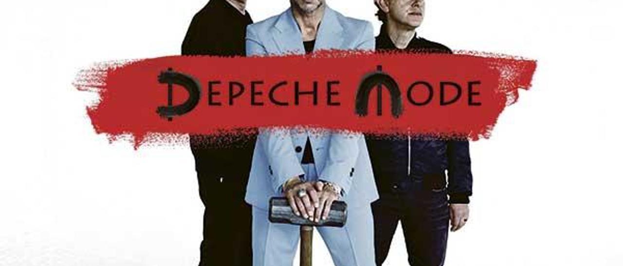Andy Fletcher (iz.), Dave Gahan (c.) y Martin Gore, el trío británico Depeche Mode. // Anton Corbijn