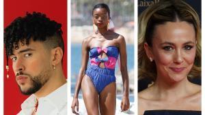 Bad Bunny (actuará el 22 y 23 de mayo), imagen de archivo de un desfile en la playa de Barcelona y Rigoberta Bandini, que presentará los Goya en febrero.