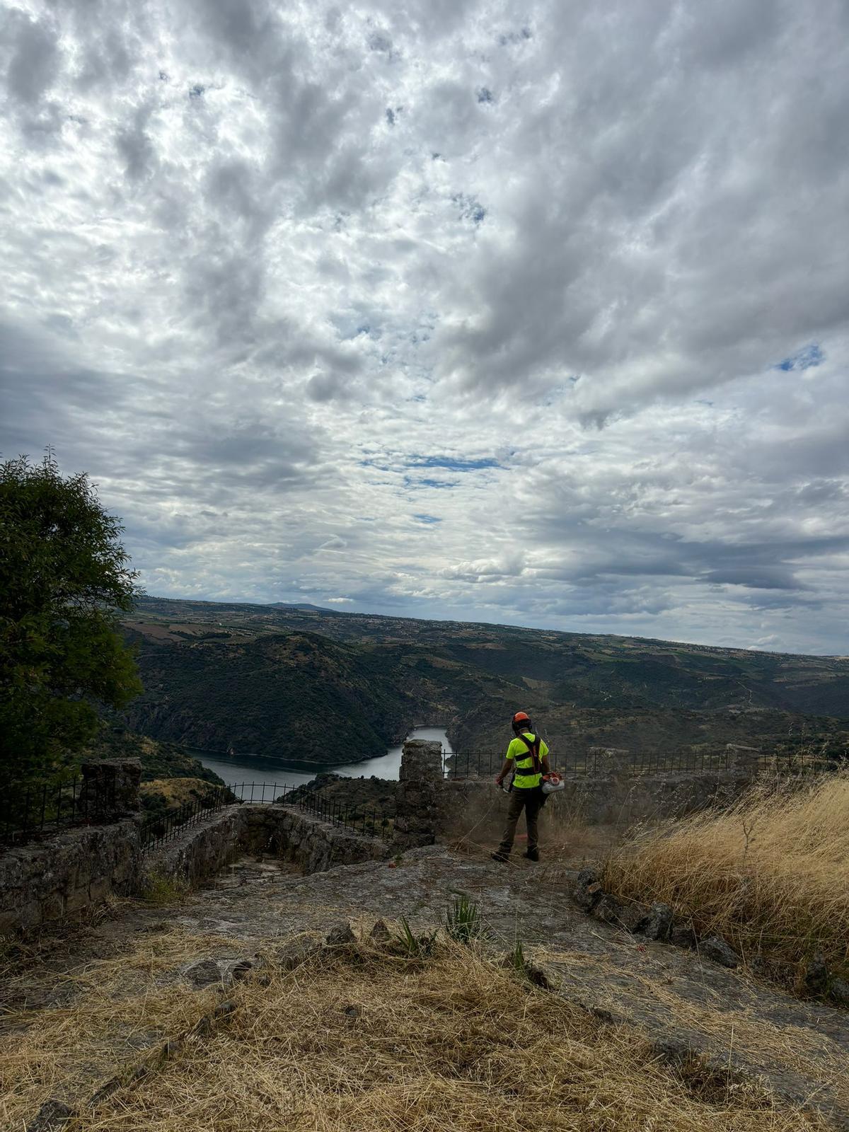 Labores de limpieza en el Castillo de Fermoselle a raíz de la cesión de uso