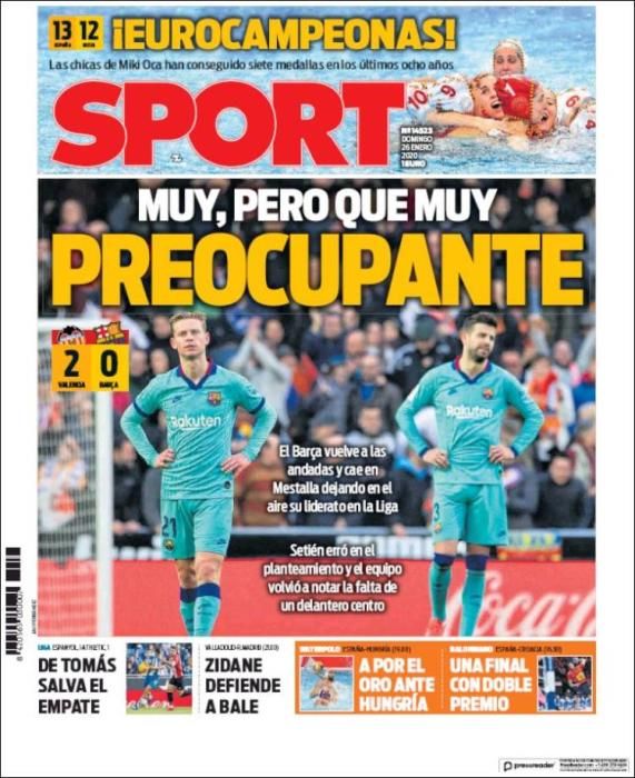 Portada SPORT domingo 26 enero 2020