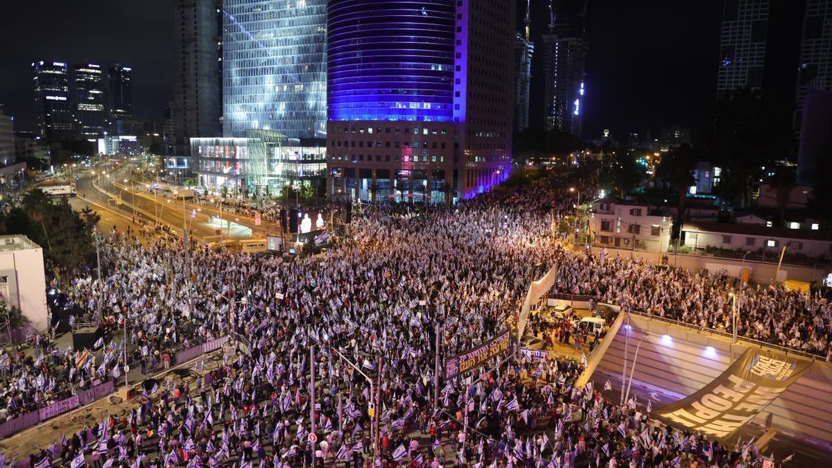 Protesta contra el Gobierno de Netenyahu en Tel-Aviv.