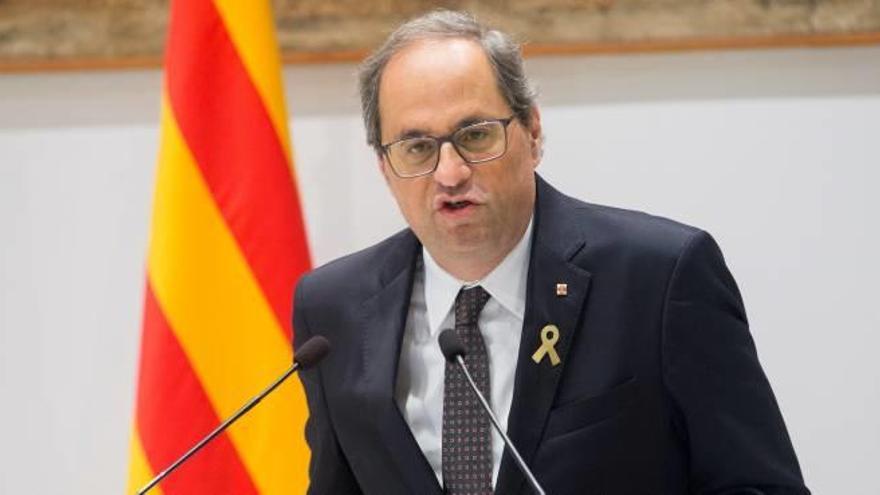 El president de la Generalitat, Quim Torra, durant una declaració institucional.