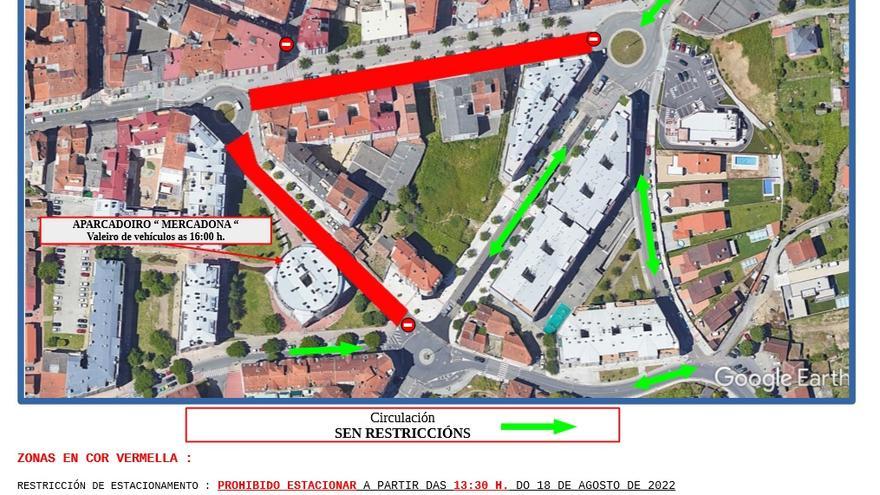 Plano de movilidad en el entorno del área de concentración de carrozas.