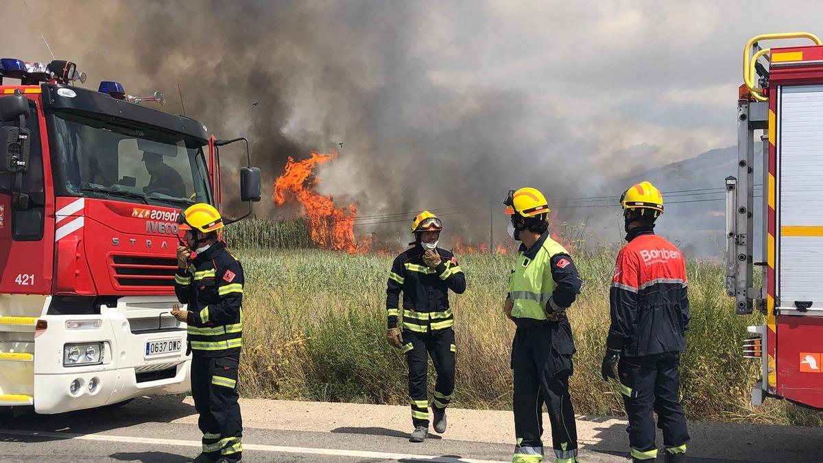 Efectivos en el incendio de Pinoso.