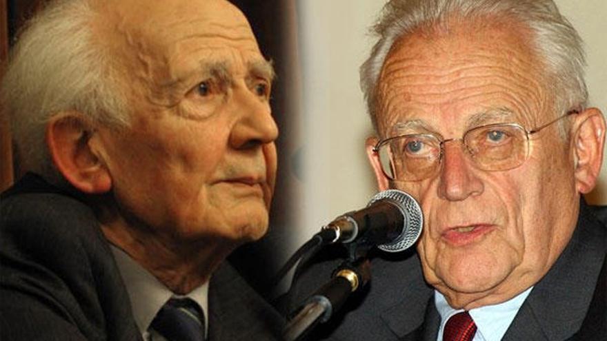 Los sociólogos Alain Touraine y Zygmunt Bauman.