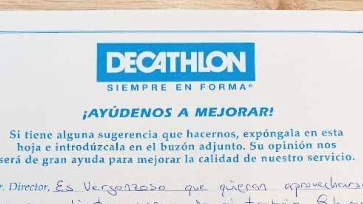 Queja viral a Decathlon