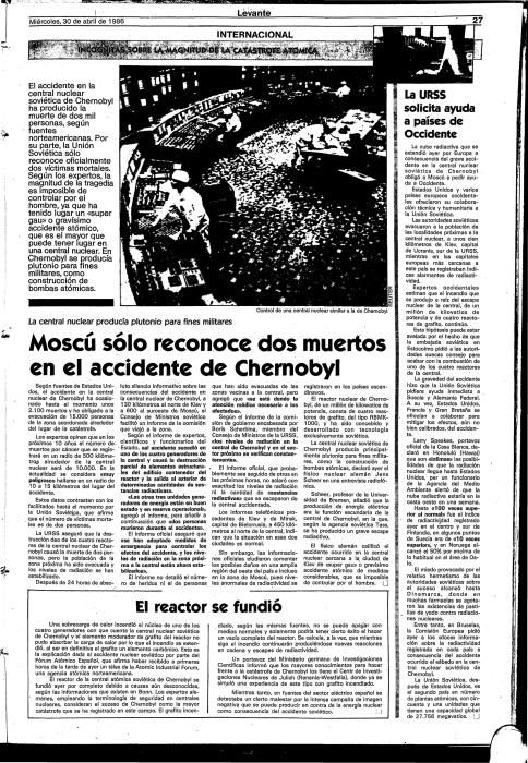 Portadas e informaciones sobre el accidente nuclear.