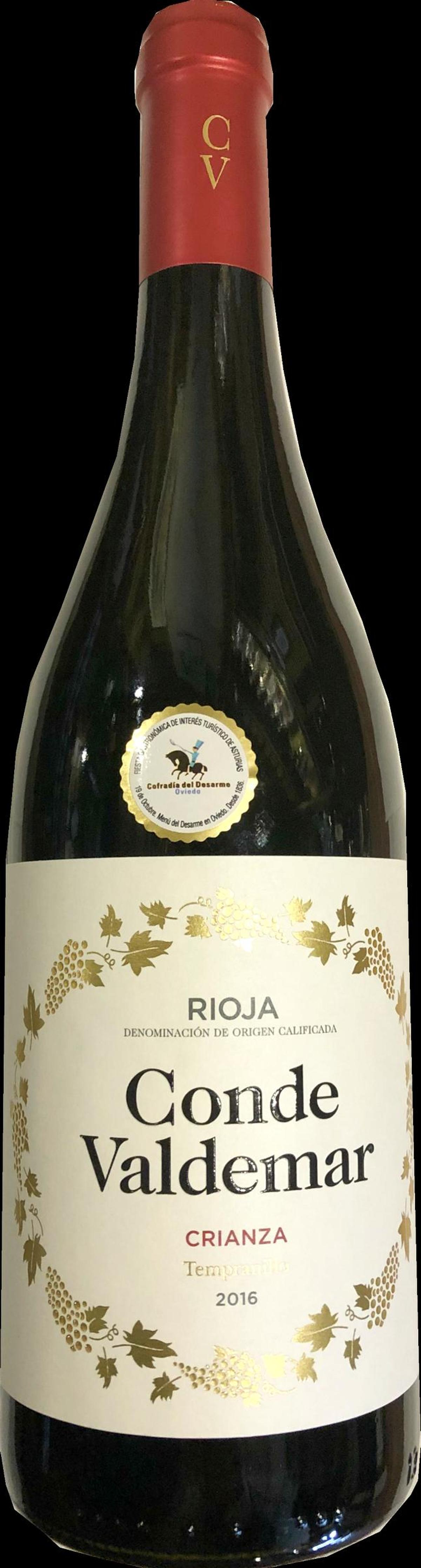 Una botella de vino Conde de Valdemar