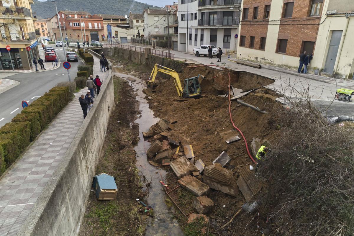 20260202 L'esfondrament parcial del carrer Pla de la Coma a Anglès,
