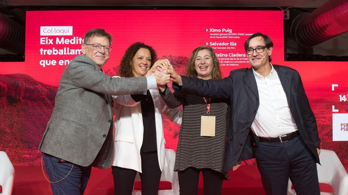 Puig, Cladera, Armengol i Illa durant el XIV Congrés del PSIB-PSOE, que va reelegir Armengol com a secretària general, a Inca. | ATIENZA